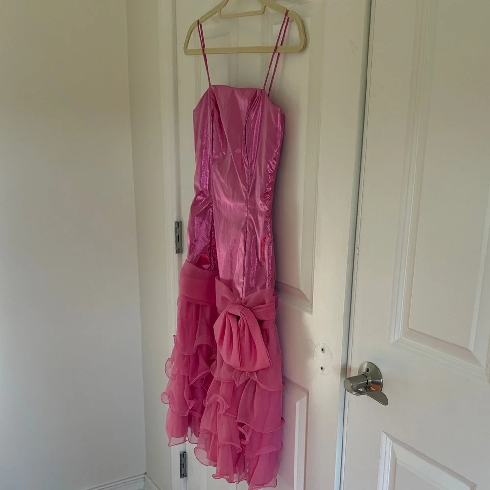 Vintage 90s Pink Metallic Party Dress Size 5 - Picture 5 of 10